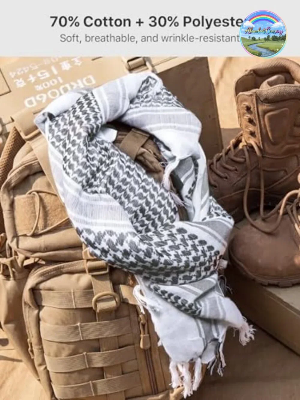 Cotton Shemagh Military Tactical Keffiyeh Head Neck Scarf Wrap with Tassel